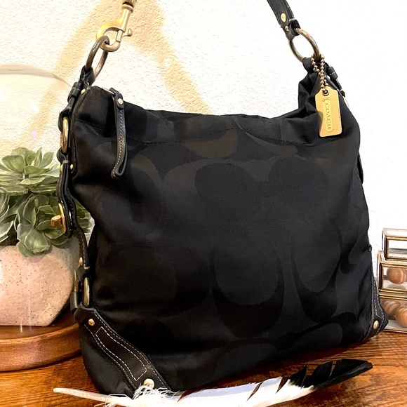 Coach Handbags - Vintage Coach Black Signature "Carly" Hobo Bag/Shoulder Bag/Satchel - 10620